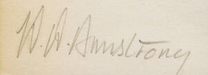 WARWICK ARMSTRONG, superb pencil signature on piece. [Warwick Armstrong played 50 Tests 1901-21, including 10 as Australian captain].