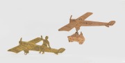 May 1930 Amy Johnson England to Australia flight pin-back badges, one with suspended map of Australia. (2 items)