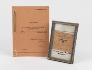 c.1921 Shaw Ross Engineering and Aviation Company Melbourne flight ticket (framed), together with "The Fulmar I and Fulmar II Aeroplanes Pilot's Notes" original booklet. (2 items)