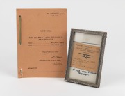 c.1921 Shaw Ross Engineering and Aviation Company Melbourne flight ticket (framed), together with "The Fulmar I and Fulmar II Aeroplanes Pilot's Notes" original booklet. (2 items)