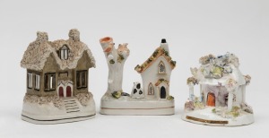 STAFFORDSHIRE group of three English pottery cottage ornaments, 19th century, the largest 12.5cm high