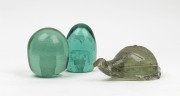 Antique English glass tortoise dump, together with two antique glass dump paperweights, 19th century, (3 items), the largest 11cm high