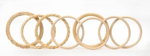 Eight assorted antique and vintage carved and turned ivory bangles, 19th/20th century,