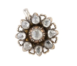 An antique Georgian diamond pendant, mounted in silver, 18th century, 2.5cm high overall