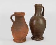 Two antique pottery wine jugs, Western European / Rhineland, 15th/16th century, 28cm and 22m high&nbsp;