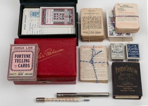 PLAYING CARDS including two attractive "Poker Patience" leather boxed sets, miniature "Elfin" playing cards and a rare set of "Northern Tasmania Souvenir" playing cards, 19th and 20th century, (10 items)