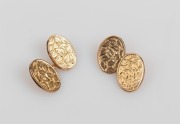 A pair of antique 9ct gold engraved cufflinks bearing Chester hallmarks, 8.5 grams