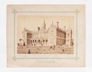 CHARLES NETTLETON, Alfred Hospital, circa 1874, albumen paper print laid down on printed card identifying the photographer and the subject; the image 12 x 18cm; overall 19.5 x 24.5cm.