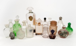Eighteen assorted perfume bottles and jars including a Chinese example and a silver overlay bottle, ​​​​​​​the largest 17cm high