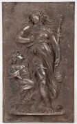 A set of four antique silver plated panels depicting the four seasons, 19th century, 33.5 x 20cm each overall - 3