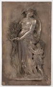 A set of four antique silver plated panels depicting the four seasons, 19th century, 33.5 x 20cm each overall - 4