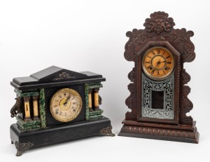 ANSONIA antique American cottage clock; together with a SESSIONS American mantle clock, 19th and early 20th century, (2 items), the larger 57cm high