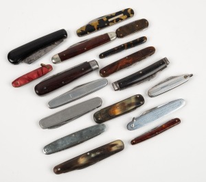 Sixteen assorted antique and vintage pocketknives, mixed vintages and origins, mostly 20th century