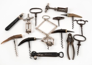 CORKSCREWS, CAN OPENERS & NUTCRACKER, a nice selection of antique and vintage examples, 19th/20th century, (14 items),