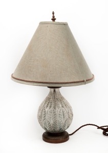 LALIQUE French glass table lamp and shade, 64cm high