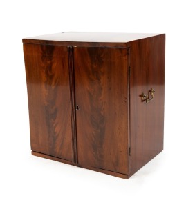A Regency flame mahogany desk-top collector's cabinet, 45cm high, 42cm wide, 30cm deep