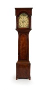 An antique English mahogany&nbsp;longcase clock, 19th century, 214cm high, 45cm wide, 28cm deep