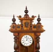 An antique German made Vienna regulator wall clock in walnut case with split column decoration, two train&nbsp;eight day weight driven movement with Roman numerals and subsidiary seconds dial, 19th century, ​​​​​​​134cm high - 2