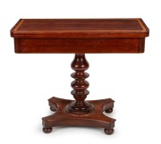 An early Colonial Australian tea table with fold-over top, constructed from solid slabs of casuarina and cedar, circa 1840, 75cm high, 92cm wide, 45cm deep (closed)