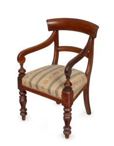 A Colonial Australian cedar carver chair with spade back, Sydney origin, circa 1850s, 54cm across the arms