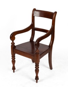 An antique Australian cedar carver chair, Tasmanian origin, 19th century, 49cm across the arms