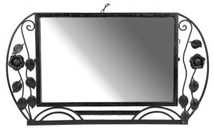 A French Art Deco wrought iron framed mirror, circa 1930, ​​​​​​​49 x 86cm