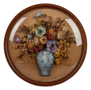 LA NIVE&nbsp;potpourri circular display in oak frame with convex glass, early to mid 20th century, ​​​​​​​40cm diameter