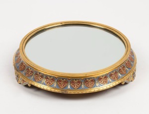 ELKINGTON high quality antique English gilt bronze and hand-finished mirrored table centre piece, 19th century, 6cm high, 31cm diameter
