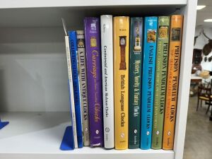 THE DEREK ROBERTS COLLECTION OF ANTIQUE CLOCK reference books, covering precision pendulum clocks, carriage clocks, long case clocks, mystery and novelty clocks, (10 vols., mostly hard cover).