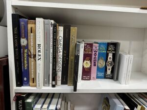 CLASSIC WRISTWATCHES, COLLECTIONS & THEIR VALUES: A selection of books including Patrizzi "Rolex", Balfour "The Classic Watch", Kreuzer "Omega Designs" and several others, (20+) mainly hardcover.