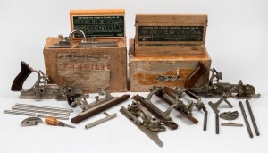 Two boxed Stanley combination planes, No. 45 and No. 55,