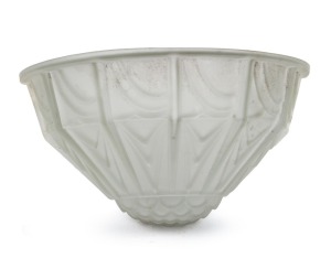 A group of Art Deco French frosted glass wall sconce shades, circa 1930, 16cm high, 30cm wide