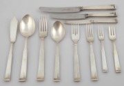 JUDAICA: A "Michsaf 100" silver-plated dinner service for six in a classic Art Deco&nbsp;style, circa 1940s, comprising of six eleven-piece settings of knives, forks and spoons (lacking one small cake knife), together with a comprehensive range of fish slices,