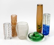 Scandinavian and Continental art glass vases and bowl, (6 items), the largest 36.5cm high