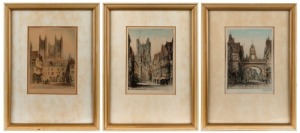 JAMES ALPHEGE BREWER, &nbsp;I.) Lincoln Cathedral, II.) Chester - The East Gate, III.) Chester Cathedral, IV.) West Minster, V.) Chester Cathedral (Interior), aquatints, all titled in the plate and signed on the lower mount, individually framed, each 41.5 x 31