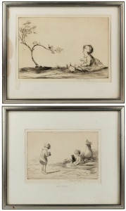 EILEEN ALICE&nbsp;SOPER&nbsp;(1905-1990), I.) Mack's Portrait, II.) untitled, engravings, signed in the lower margins, ​​​​​​​the larger 16.5 x 24cm, 27 x 32cm overall