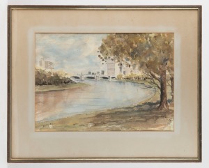 SHIRLEY HULL, (Yarra River, Melbourne), watercolour, signed lower left, ​​​​​​​35 x 49cm, 56 x 69cm overall