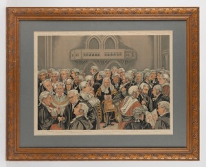 VANITY FAIR "Bench and Bar" antique coloured lithograph, ​​​​​​​certificate of authenticity verso, 39 x 52cm, 58 x 73cm overall