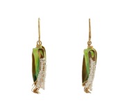 A pair of corncob earrings, enamel and silver gilt with seed pearl decoration, 20th century,&nbsp; ​​​​​​​4cm high overall&nbsp;