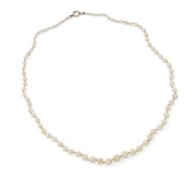 An antique Australian solid graduated opal bead necklace with 9ct rose gold clasp, circa 1910, ​​​​​​​50cm long