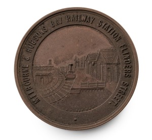 MELBOURNE & HOBSONS BAY RAILWAY STATION FLINDERS STREET bronzed medallion (50mm)