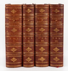 DAVID HUME & TOBIAS SMOLLETT, "The History of England by Hume and Smollett, With a continuation to the Year 1859, by Dr. E.H. Nolan", [London : Virtue and Co., nd. c.1875], four volumes, half leather over buckram boards, (4).