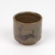 BERNARD LEACH pottery beaker, JANET LEACH pottery tea bowl,&nbsp;INGER ROJKJAER&nbsp;Danish raku pottery bowl, (3 items), all with monogram marks, the largest 7cm high - 5