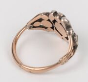 An antique Spanish Colonial rose gold and diamond cluster ring with silver mounts, South American origin, 18th/19th century,&nbsp; ​​​​​​​3.3 grams&nbsp; - 3