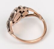 An antique Spanish Colonial rose gold and diamond cluster ring with silver mounts, South American origin, 18th/19th century,&nbsp; ​​​​​​​3.3 grams&nbsp; - 4