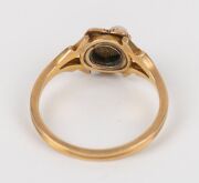 An antique 18ct gold ring, set with five seed pearls and white diamond, 19th century,&nbsp; ​​​​​​​2.9 grams - 2