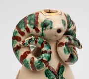 An unusual antique Russian zoomorphic&nbsp;jug with ram's head decoration, 19th/20th century, 24cm high - 7