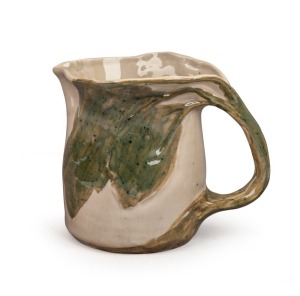 CRUFFEL rare Australian porcelain jug with windswept tree decoration, incised "Merric Boyd, Cruffel Porcelain, 1934", 13.5cm high