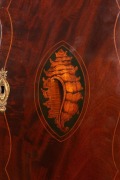 HENRY LANE [THE CONVICT CLOCK MAKER FROM BRISTOL]. Antique longcase clock with one piece silvered dial, marked "HENRY LANE BRISTOL", in Sheraton mahogany case with conch shell inlay to the serpentine edged trunk door. Three train weight driven movement ch - 2