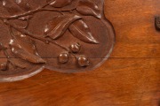 An Australian Arts & Crafts blackwood firescreen carved with gumnuts and leaves with branch decoration, in the manner of Prenzel, early 20th century, ​​​​​​​70cm high, 86cm wide, 17cm deep - 8